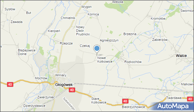 mapa Nowe Kotkowice, Nowe Kotkowice na mapie Targeo